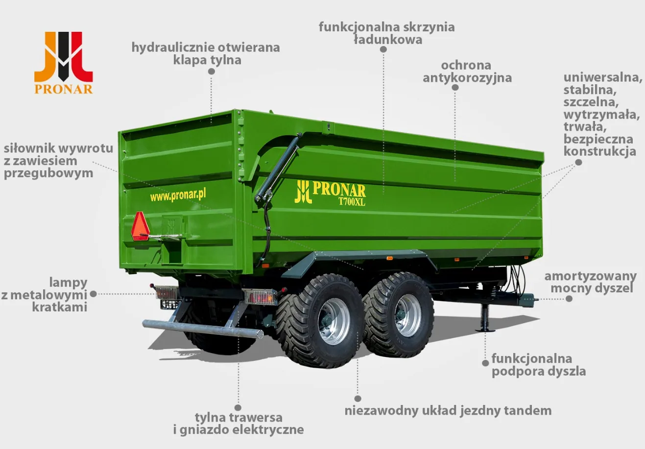 Przyczepa ciężarowa rolnicza skorupowa PRONAR T700XL, zdjęcie 3