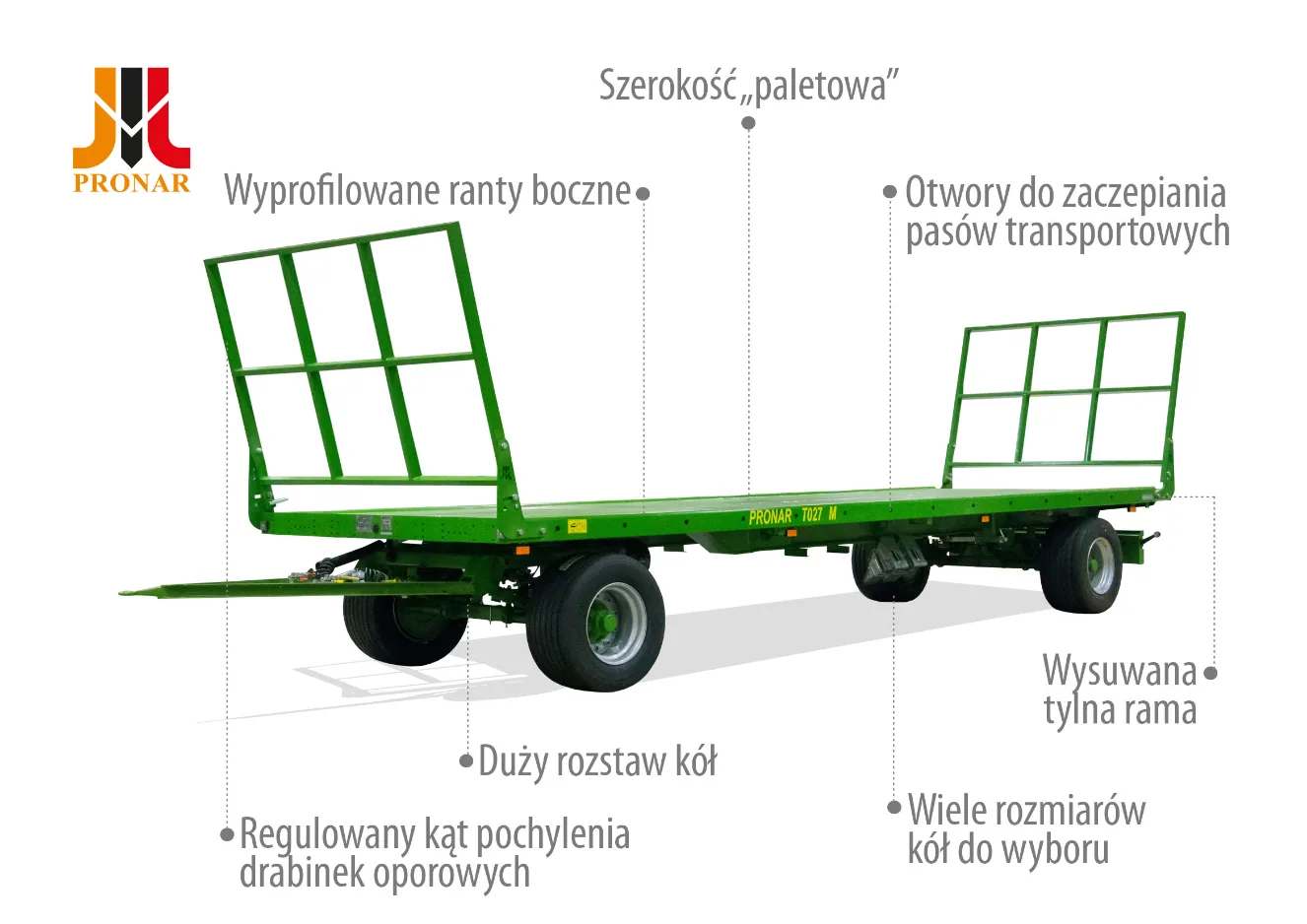 Przyczepa platformowa do bel PRONAR T027M 13,2t, zdjęcie 3